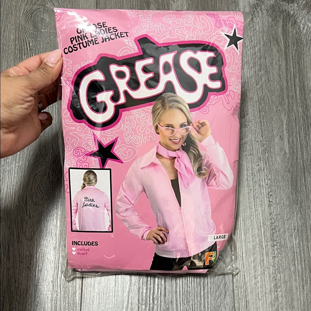 Grease “Pink Ladies “ costume jacket with scarf and bandana/ size L